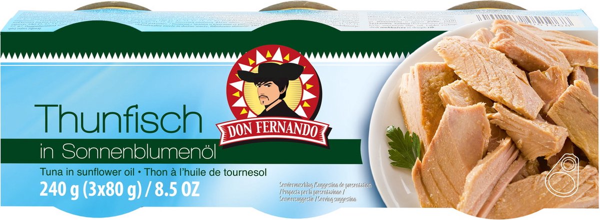 Tonijn in zonnebloemolie 240g (3x80g) - Doos 32 stuks
