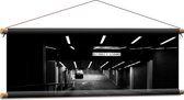 WallClassics - Textielposter - Pakeergarage - Zwart Wit - 90x30 cm Foto op Textiel