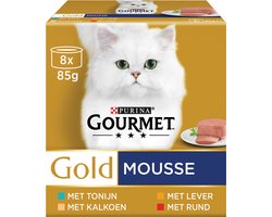 Gourmet Gold Mousse - kattenvoer natvoer - met Tonijn, Lever, Kalkoen, Rund  - 48 x 85 g | bol.com