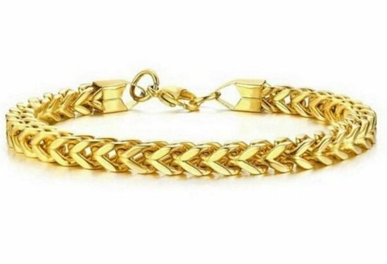 Vossenstaart Armband - 5mm - Goud kleurig - Staal - Schakelarmband - Armbanden Heren Dames - Cadeau voor Man - Mannen Cadeautjes