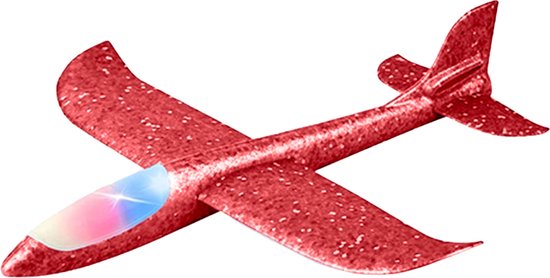 Tozy Zweefvliegtuig met verlichting Rood XL - EXTRA GROOT wegwerp vliegtuig  foam -... | bol.com