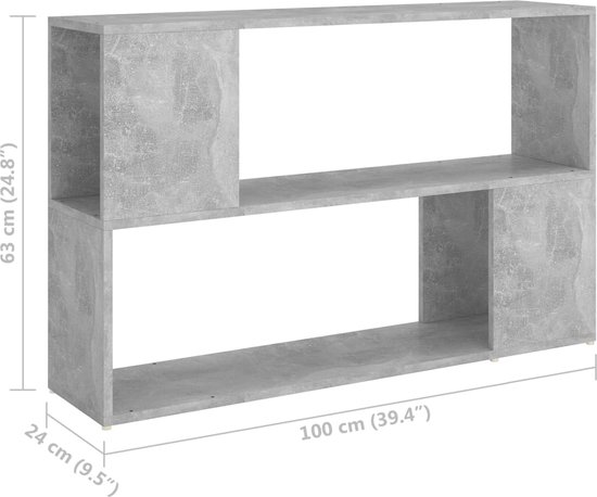 vidaXL - Boekenkast - 100x24x63 - cm - bewerkt - hout - betongrijs