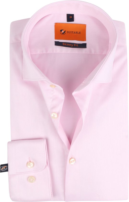 Suitable - Overhemd Roze Skinny Fit - 37 - Heren - Skinny-fit | bol.com