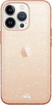 xoxo Wildhearts siliconen glitter hoesje - Sparkle Away Gold - Geschikt voor iPhone 13 Pro - Shockproof case met glitters - Goud