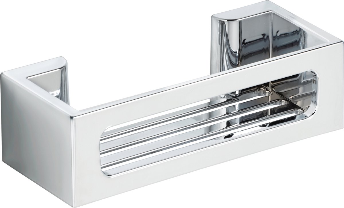 WENKO Turbo-Loc Bralia Wandrek chroom 30x9cm - Doucherek - Douchemand - Bevestigen zonder boren - Zelfklevend
