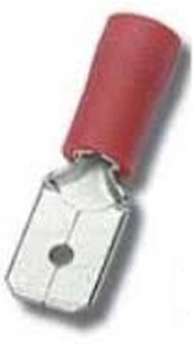 Vlakke kabelschoen (m) - 4,8mm / rood - half geïsoleerd (100 stuks)