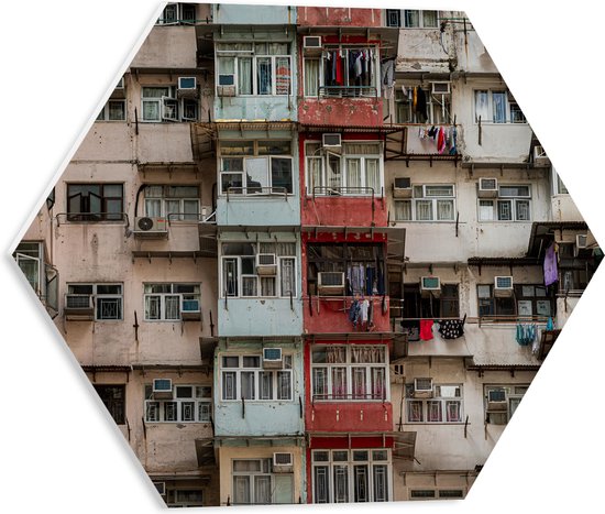 WallClassics - Feuille de Mousse PVC Hexagone - Petits Plats - Hong Kong - 40x34,8 cm Photo sur Hexagone (Avec Système d'accrochage)
