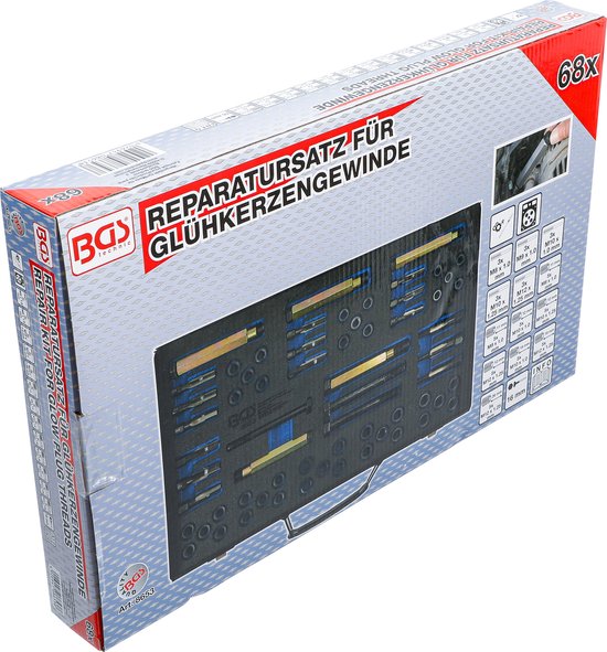 BGS Kit de réparation pour filetage de bougie de préchauffage M8 - M9 - M10 - M12 mm