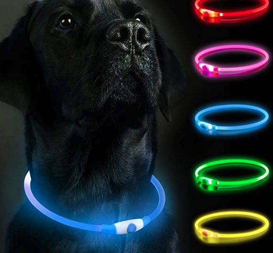 Hondenhalsband, oplichtende halsband voor honden, led, waterdicht
