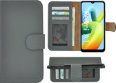 Xiaomi Redmi A1 Hoesje - Bookcase - Redmi A2 Hoesje Book Case Wallet Echt Leer Grijs Cover