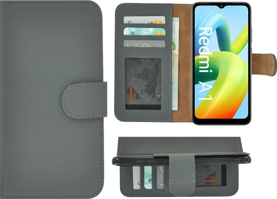 Etui Xiaomi Redmi A1 - Bookcase - Etui Redmi A1 Book Case Portefeuille  Grijs Cuir | bol.com