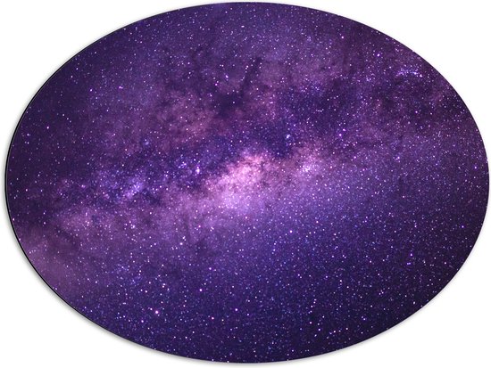 Dibond Ovaal - De Melkweg met Mooie Paarse Kleuren - 80x60 cm Foto op Ovaal (Met Ophangsysteem)