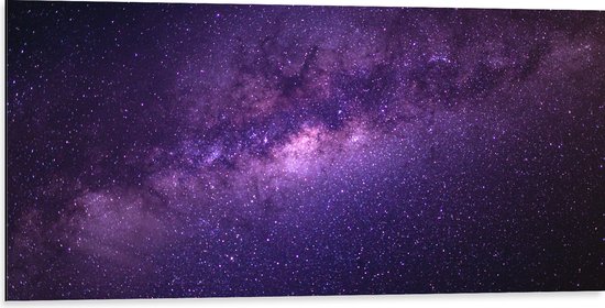 Dibond - De Melkweg met Mooie Paarse Kleuren - 100x50 cm Foto op Aluminium (Wanddecoratie van metaal)