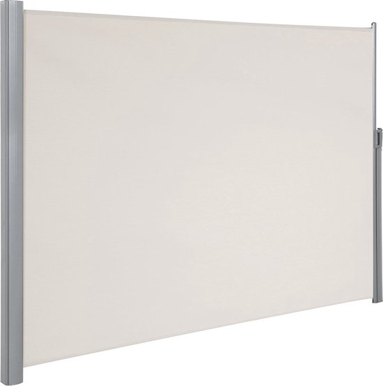 Nieuw in doos zijwindscherm beige uitschuifbaar 300x200 - Tuinschermen