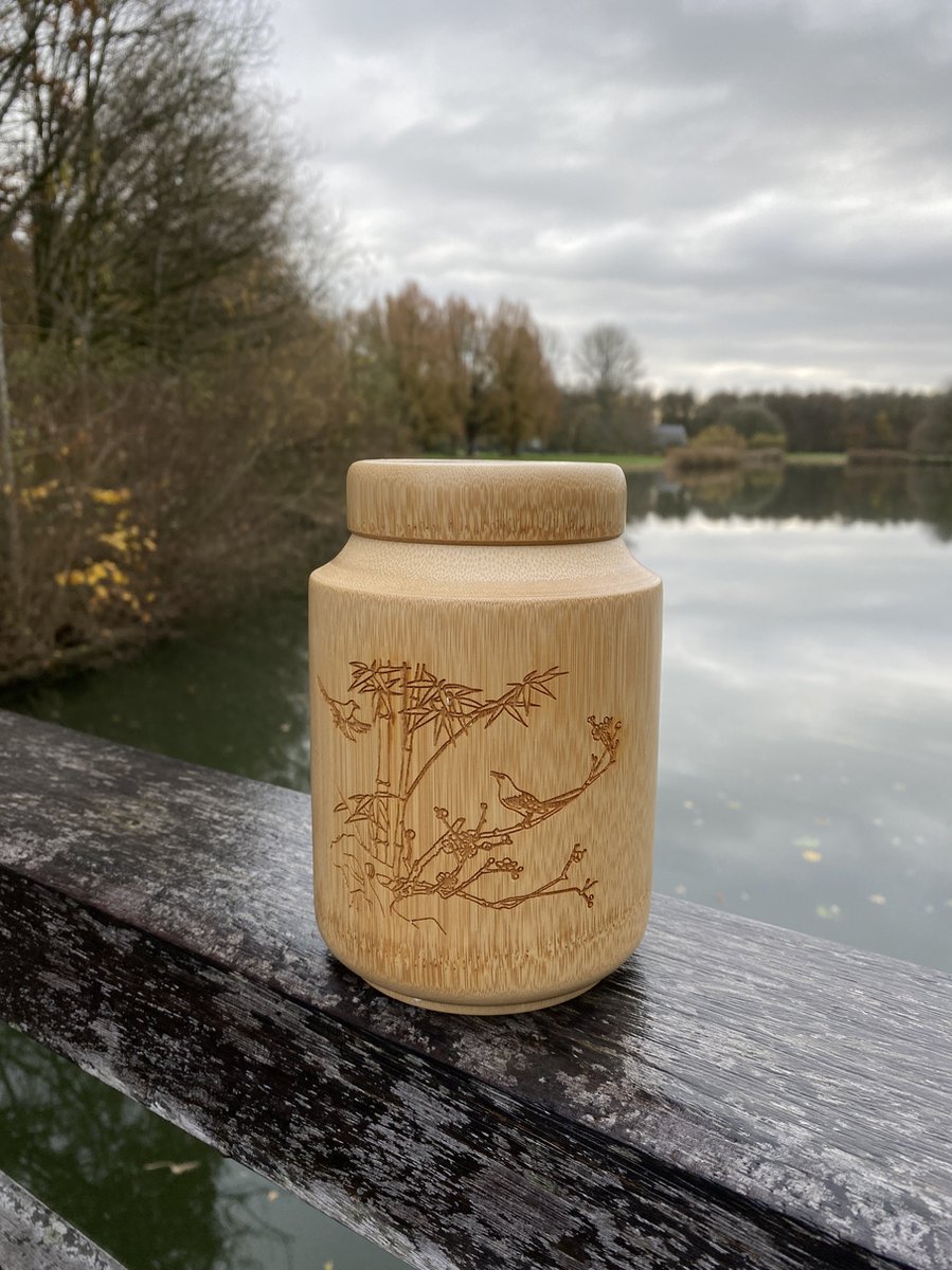 Middelgrote urn Sedum - Handgemaakte Houten Urnen