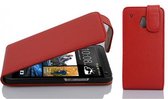 Cadorabo Hoesje voor HTC ONE M4 MINI in INFERNO ROOD - Beschermhoes in flip-design Case Cover van getextureerd imitatieleer