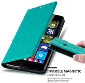 Cadorabo Hoesje geschikt voor Nokia Lumia 540 in BENZINE TURKOOIS - Beschermhoes met magnetische sluiting, standfunctie en kaartvakje Book Case Cover Etui