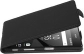 Cadorabo Hoesje geschikt voor Sony Xperia Z5 in ZWARTE OXIDE - Beschermhoes in flip-design Case Cover van getextureerd imitatieleer