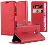 Cadorabo Hoesje geschikt voor HTC ONE M7 in KARMIJN ROOD - Beschermhoes met magnetische sluiting, standfunctie en kaartvakje Book Case Cover Etui