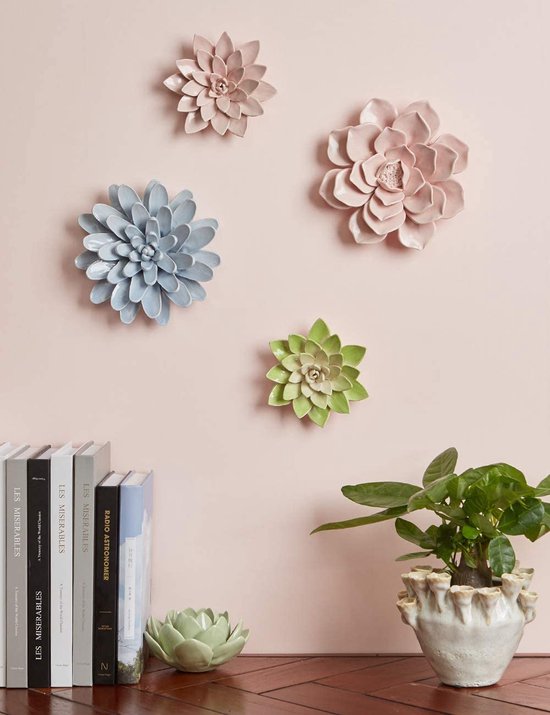 HAUCOZE Gouden Bloemen Muur Decor Moderne Bloem Sculptuur Thuis Beeldje Voor Woonkamer Slaapkamer Badkamer Wall Art Geschenken 28 cm