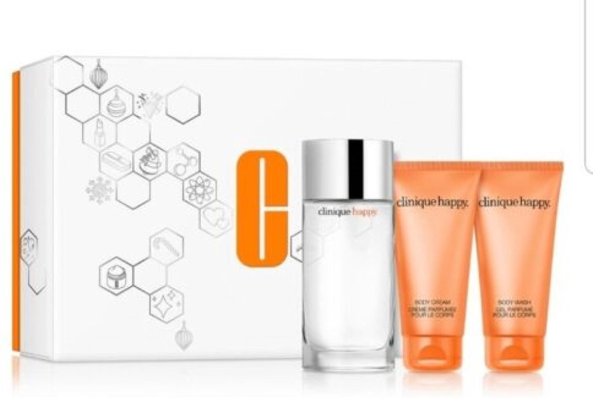 Clinique Absolutely Happy 3 Pieces Set Parfum 100 ml + Body Cream 75 ml + Body Wash 75 ml