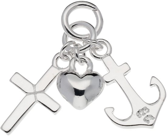 Glowhanger - geloof, hoop en liefde - zilver - 15 x 8 mm - kruisje anker  hart | bol.com