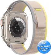 Smartwatchbandje geschikt voor Apple Watch 38/40/41 mm - Bandje Geschikt Voor Apple Watch Series SE , 1 , 2, 3, 4, 5, 6, 7 en 8 - Klittenbandsluiting - Creme Geel
