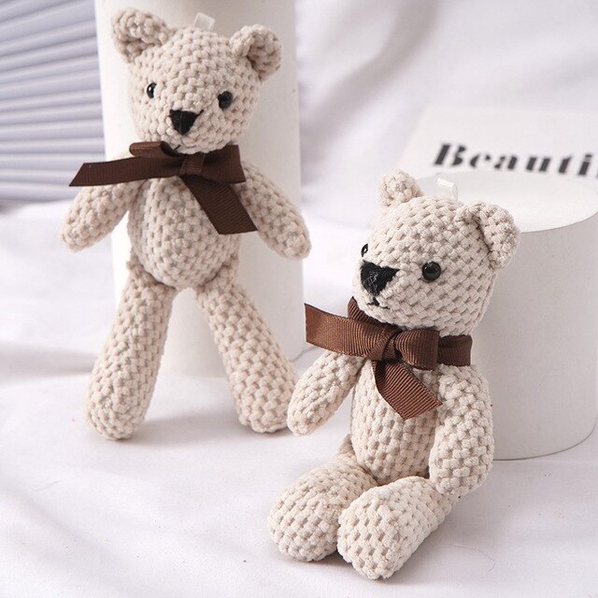 Pluche sleutelhanger, hanger rugzak pluche dier, hanger pluche cadeau voor meisjes jongens, bruine beer, Eén maat