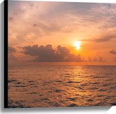 Canvas - Zonsondergang in de Middelandse Zee met Rustige Golven - 60x60 cm Foto op Canvas Schilderij (Wanddecoratie op Canvas)