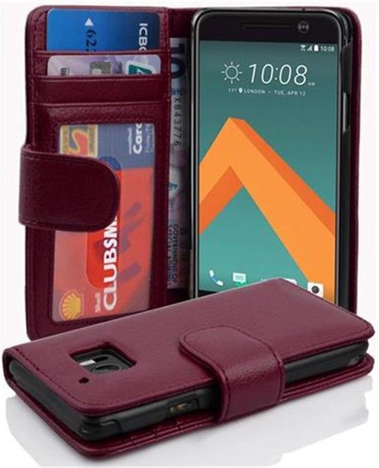 Coque Cadorabo pour HTC ONE M10 en VIOLET BORDEAUX - Housse de Protection avec Fermeture Magnétique et 3 Emplacements Cartes Book Case Cover Etui