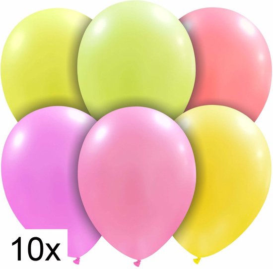 Neon ballonnen, assorti  kleuren, 10 stuks, 25 cm