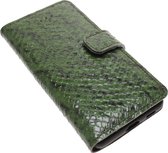Made-NL Handgemaakte ( Apple iPhone 14 Pro Max ) book case Groen slangenprint robuuste leer