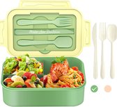 ANDIMEI Kids Lunch Box avec Compartiments, 1300ml, Lunch Box Adulte avec 3 Divisions, Bento Box Sans BPA avec Cuillère, Couteau et Fourchette, Couverts, Snack Box Anti-Fuite, Micro-Ondes et Lave-Vaisselle