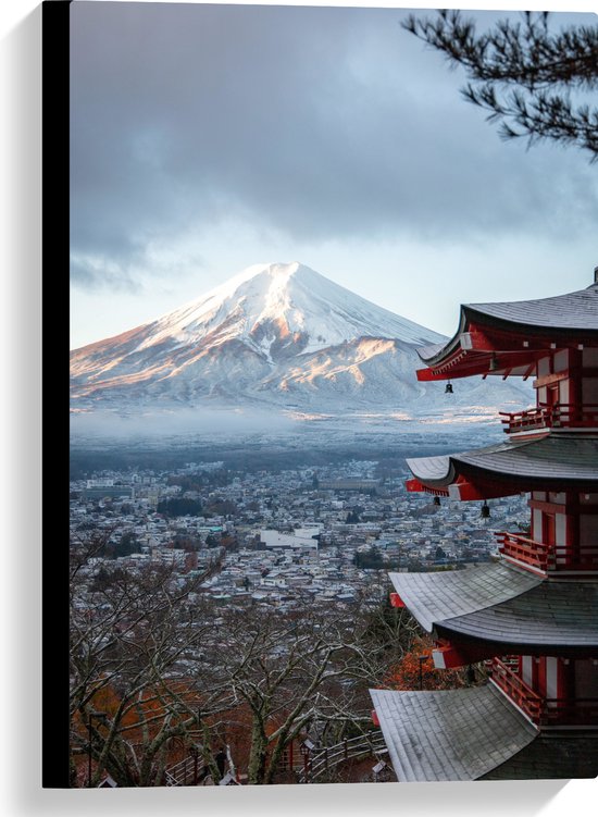 WallClassics - Canvas - Hoogste Berg van Japan - Fuji - 40x60 cm Foto op Canvas Schilderij (Wanddecoratie op Canvas)