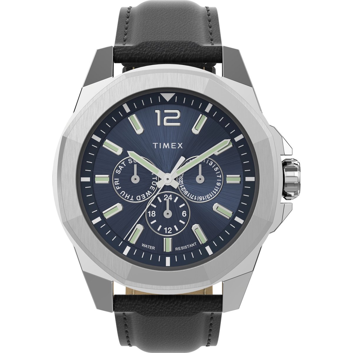 Timex Essex Avenue City Collection TW2V43200 Horloge - Leer - Zwart - Ø 44 mm