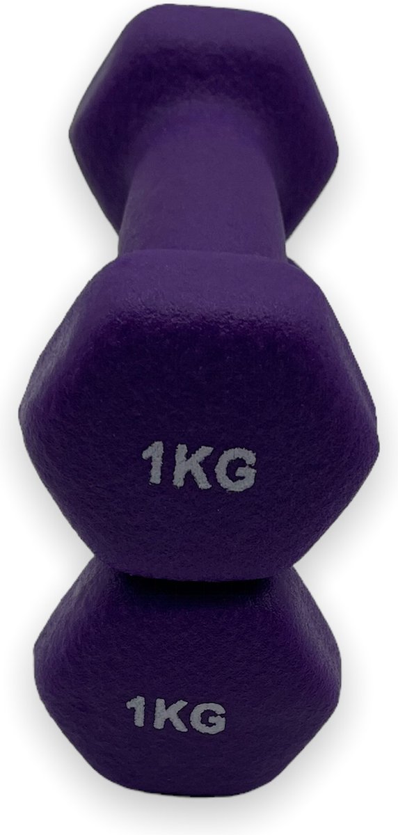 dumbells - Neopreen 1 kg - paars - dumbellset - fitness gewicht