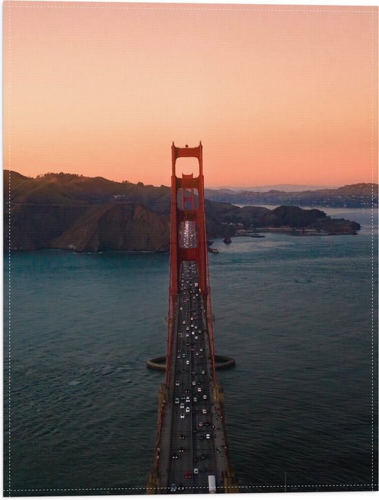 WallClassics - Vlag - Golden Gate Bridge in Californië - 30x40 cm Foto op Polyester Vlag