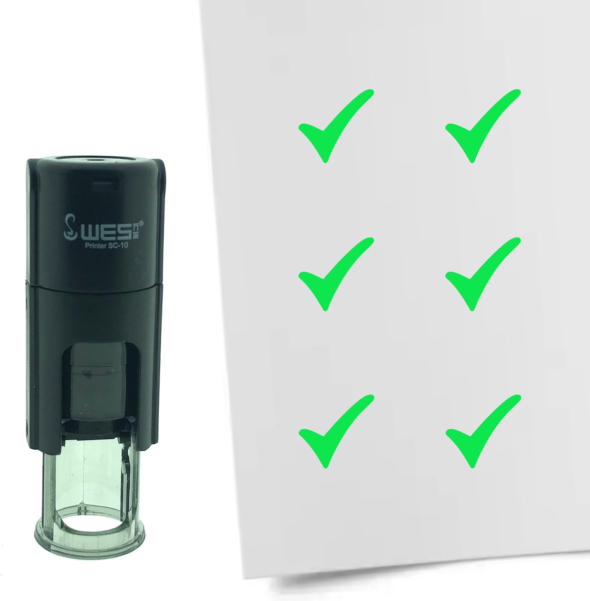 CombiCraft Stempel Vinkje 10mm rond - groene inkt