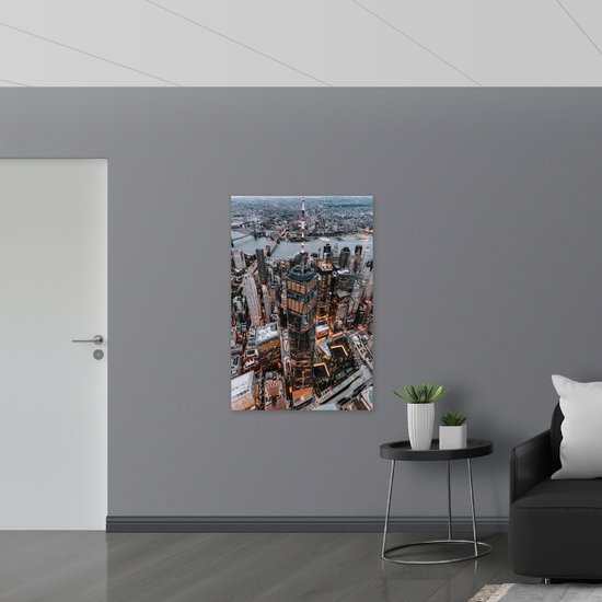 WallClassics - Dibond - La ville vue du ciel - New York - Photo sur aluminium 80x120 cm (Décoration murale en métal)