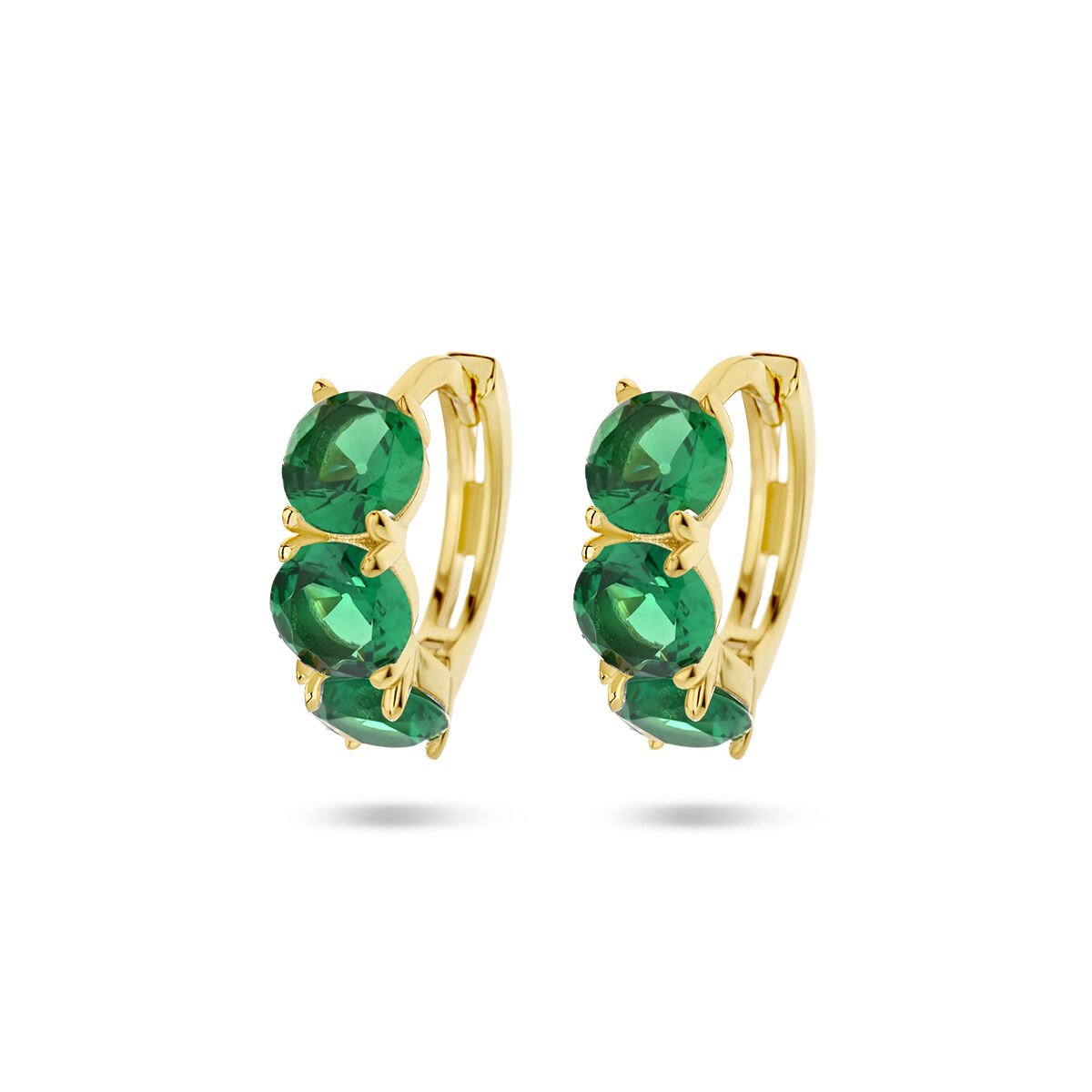 Silver Gold earring with green stones