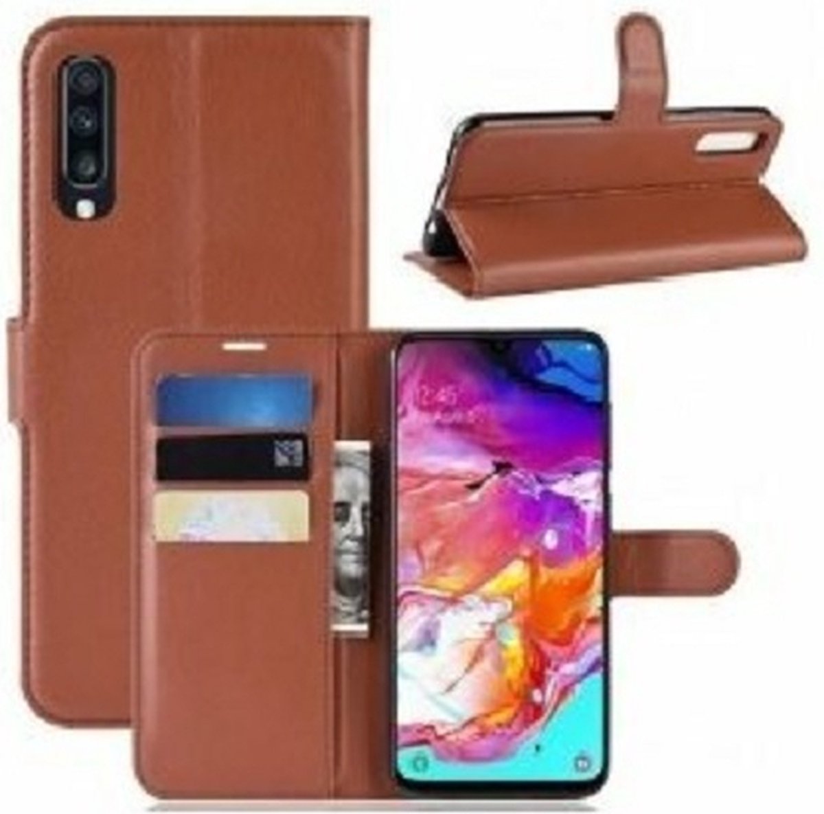 Samsung A70 Portemonnee Bookcase Hoesje Bruin