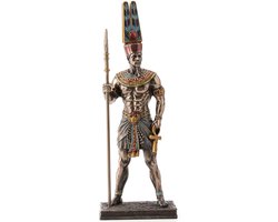 Veronese Design - Beeld/Figuur - Egyptische God Amon - Gebronsd - Zeer Gedetailleerd en Mooi - 25,5cm x 9cm x 6cm