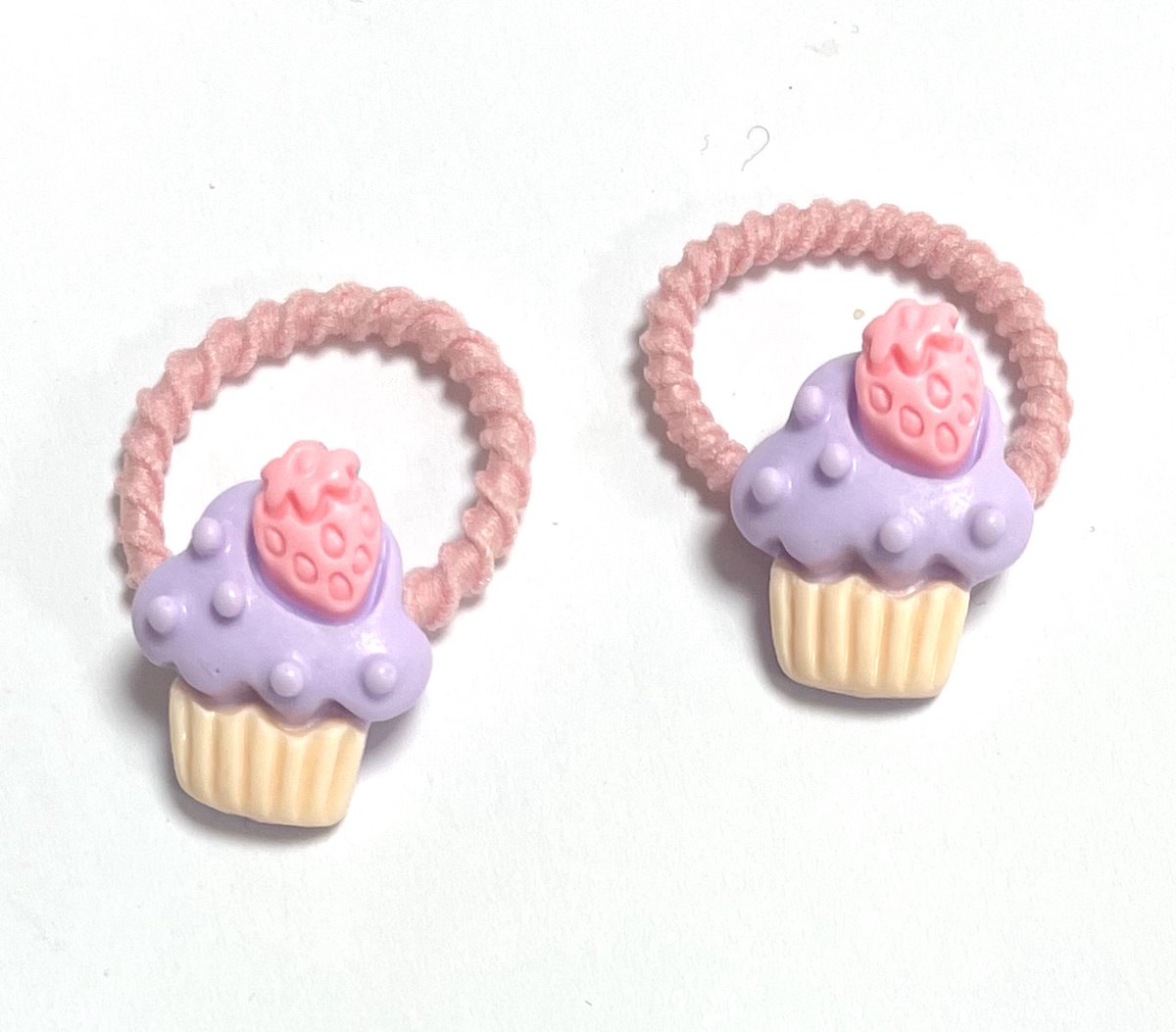 Haarelastiekjes - Cupcakes - Roze, paars, beige - 2 Stuks