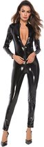 WiseGoods Luxe Latex Catsuit Dames - Feest Bodysuit - Sexy Kleren Vrouwen - Party Kleding - Wetlook Jumpsuit - Erotiek - Zwart S