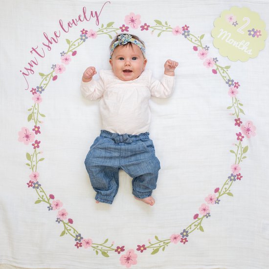 Lulujo Baby's First Year - swaddle & cards - Isn't she lovely van LuLu — afbeelding 4