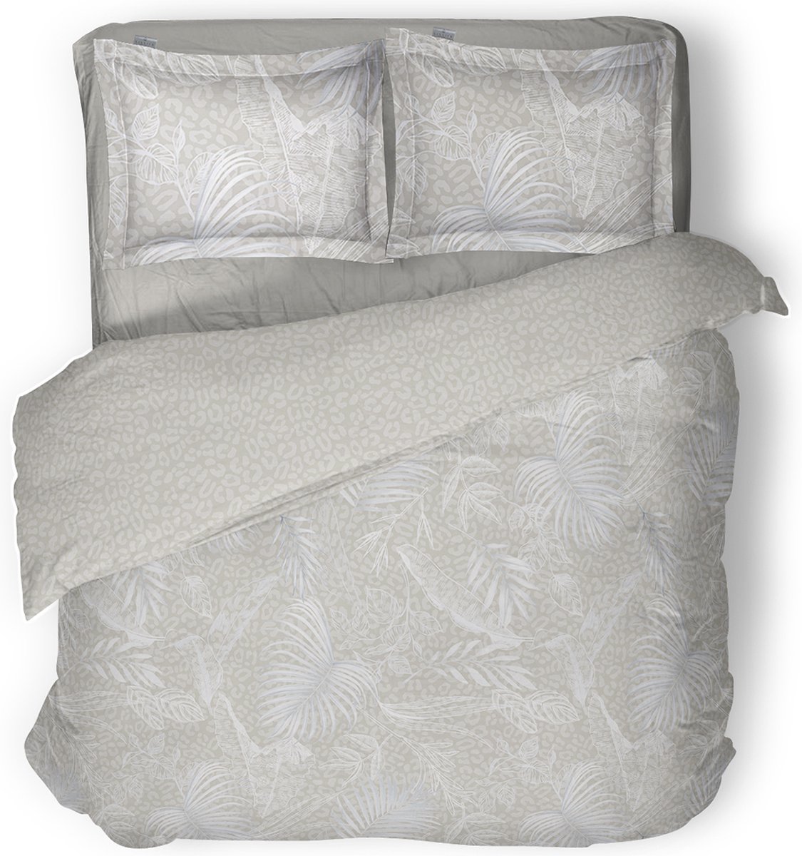 LINNICK Dekbedovertrek katoen Exotic Jungle - beige - 240x200/220cm - lits jumeaux