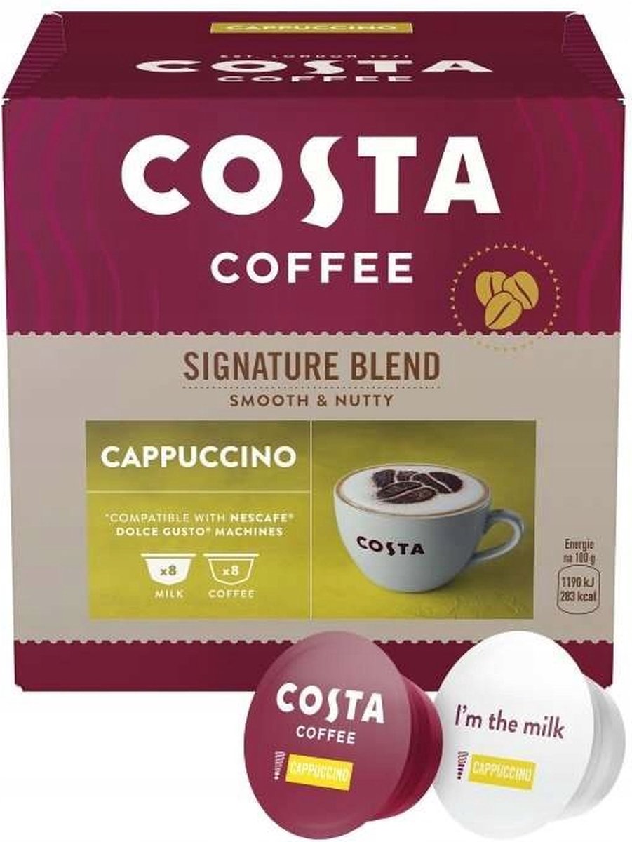 Costa Coffee Signature Blend-capsules, compatibel met Dolce Gusto CAPPUCCINO / 16 capsules
