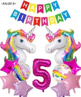 Snoes Helium Ballonnen Set 5 Jaar - Verjaardag Versiering - Folieballonnen - Happy Birthday Slinger