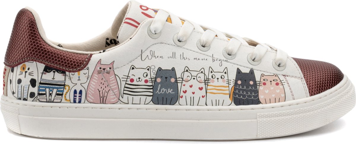 GOBY - Cat Movie - Sneakers - Sneaker - Damessneaker - Damessneakers - Hoge kwaliteit - Handmade - Kattenprint - Maat 41