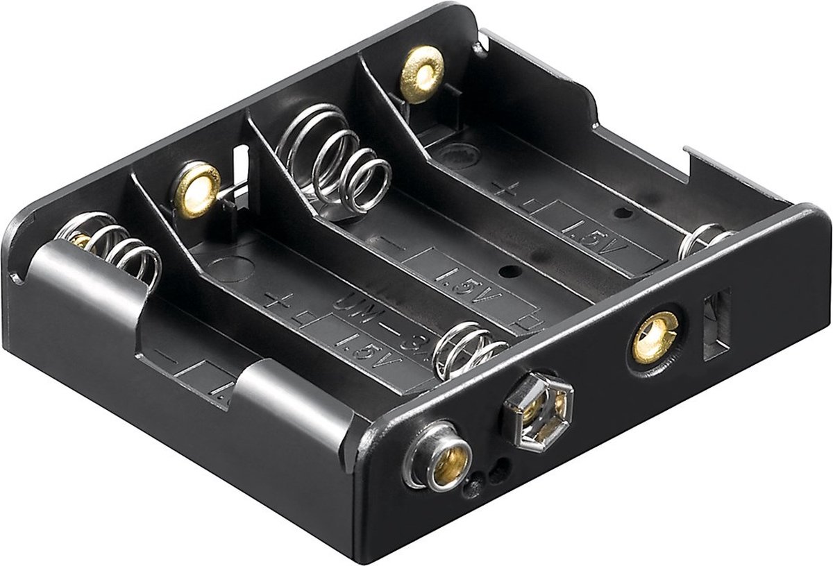 Batterijhouder voor 4 AA-batterijen - push-on bevestiging - versie 1